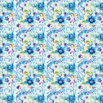Crazy Paisly Flowers Blau